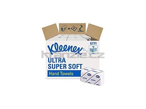 KLEENEX® ULTRA SUPER SOFT Papírové ručníky skládané 3 vrstvé bílé, 30 balení x 96 utěrek - NAHRAZENO 6710