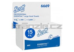 Kimberly-Clark (6669) SCOTT® XTRA Papírové ručníky skládané 1-vrstvé bílé, 15 balení x 240 utěrek - 3600 ks