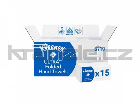 Kimberly-Clark (6710) KLEENEX® ULTRA SUPER SOFT Papírové ručníky skládané 3-vrstvé bílé, 15 balení x 96 utěrek - 1440 ks